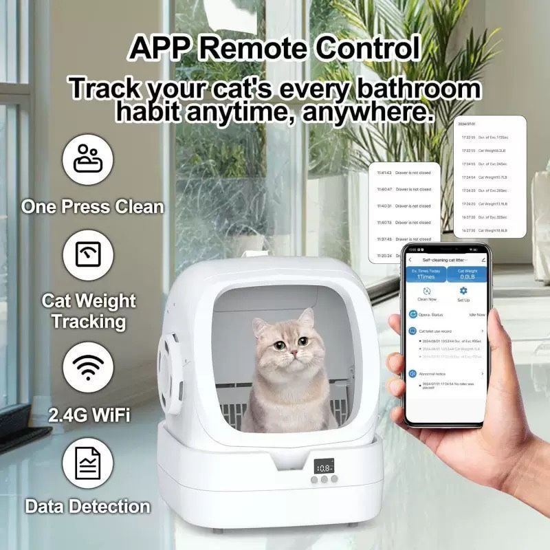 🔥【Brand New】Smart Automatic Cat Litter Box - APP Control + Weight Monitoring + Ultra-Quiet