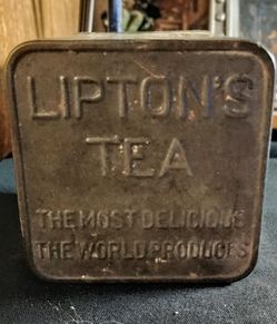 Antique Lipton's Tea Tin - Embossed Ceylon Planter