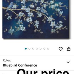 Renditions Gallery Bluebird Conference Wall Art, Premium Gallery Wrapped Canvas, Ready to Hang, 32 in H x 48 in W, Made in America Print, AZS-WC22-440