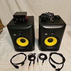 KRK Speakers, Focusrite Scarlett Solo, JDS Headphone Amp Atom Amp+, With Cables