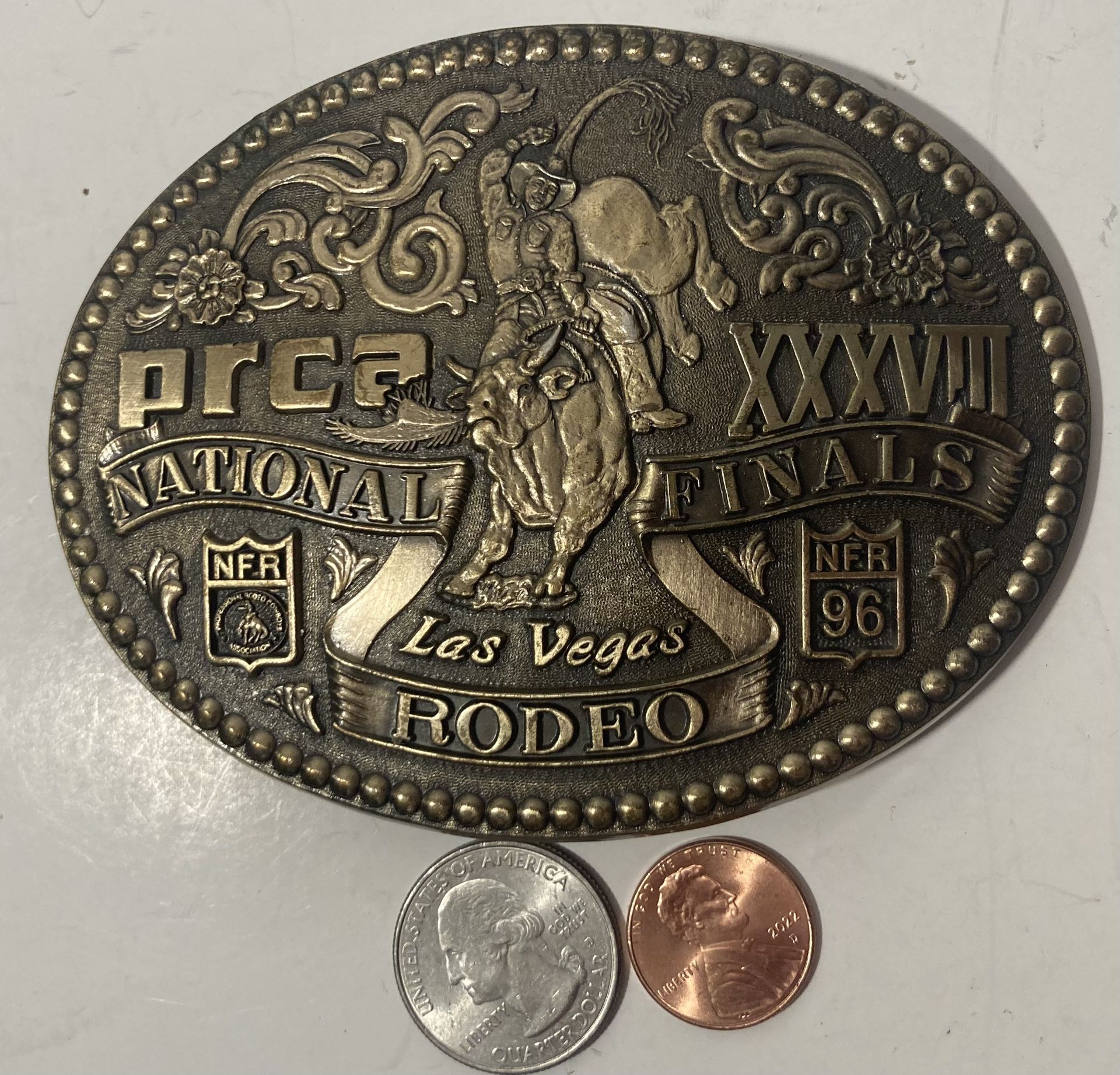 Vintage 1996 Belt Buckle Orca National Finals Rodeo Las Vegas