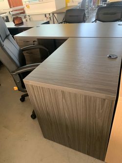 Gray desk l shape 60”x66” with drawers new!