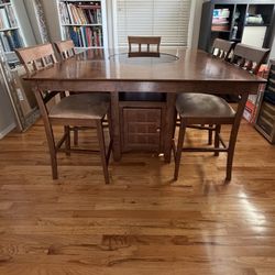 Dining Table with Lazy Susan - 6 Chairs