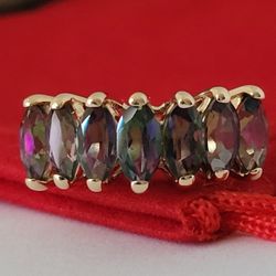 ❤️10k Size 7.75 Beautiful Solid Yellow Gold Mystic Topaz Ring!/ Anillo de Oro Sólido con Topacios Místicos! 👌🎁Post Tags: 10k 14k