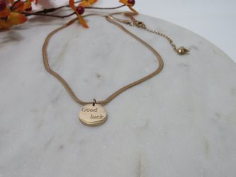 Gold Plated Round Good Luck Letter Necklace Box Chain For Women