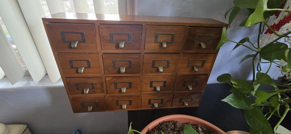 Antique Style Apothecary Cabinet 16 Drawers Wood Box Desk Drawer Organizer Box