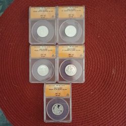 (5) SILVER COIN SET PR 70
