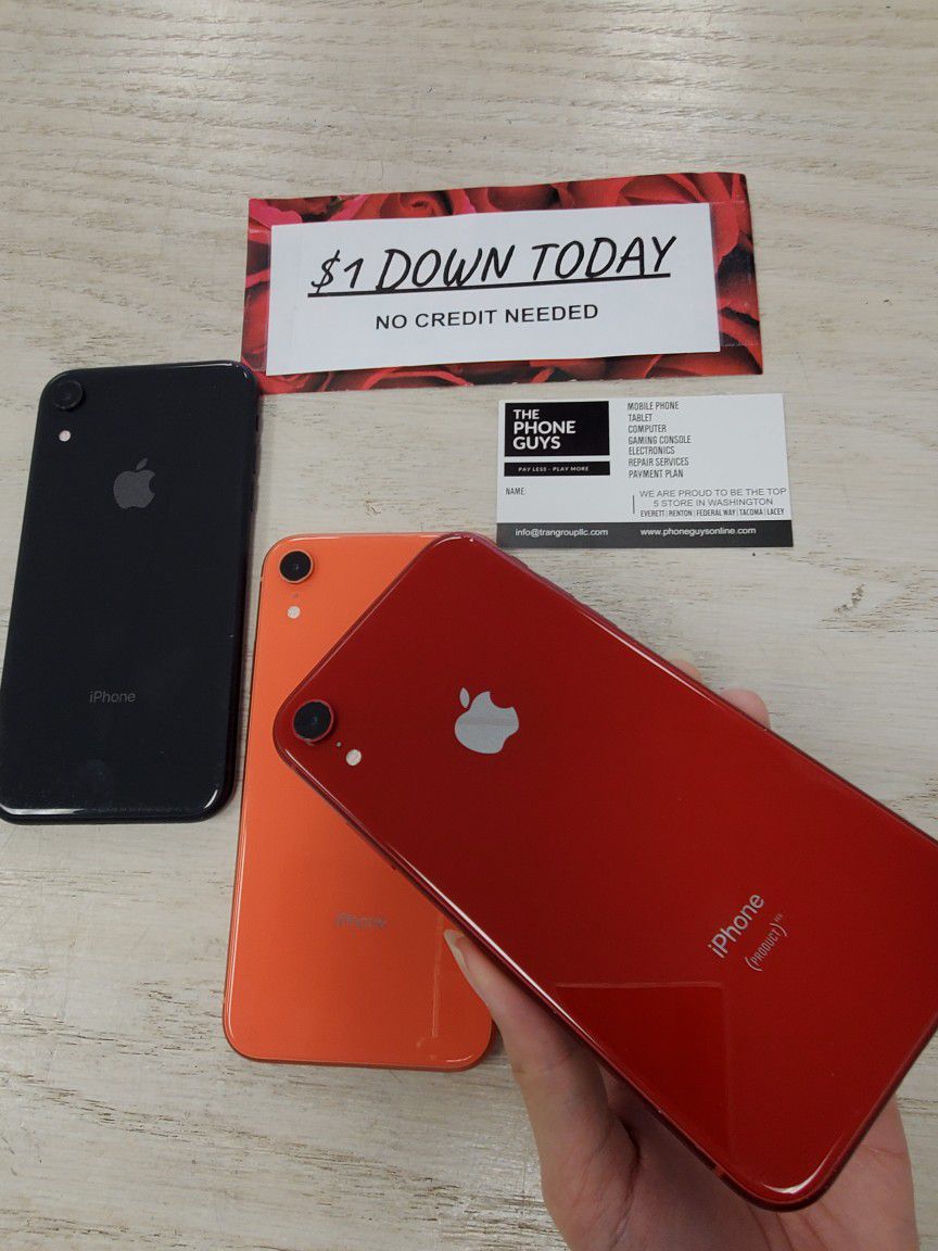 Apple IPhone XR Unlocked For All Carriers - $1 Down Today - NO CREDIT Needed