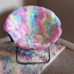 Heritage Kids Sorbet Dreams Rainbow Fur Teen Foldable Saucer Chair