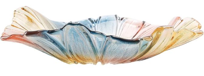 15.3-inch Crystal Glass Fruit Bowl for Indoor and Outdoor, Colorful Pastoral Style