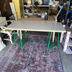 IKEA Desk With Green Metal Legs