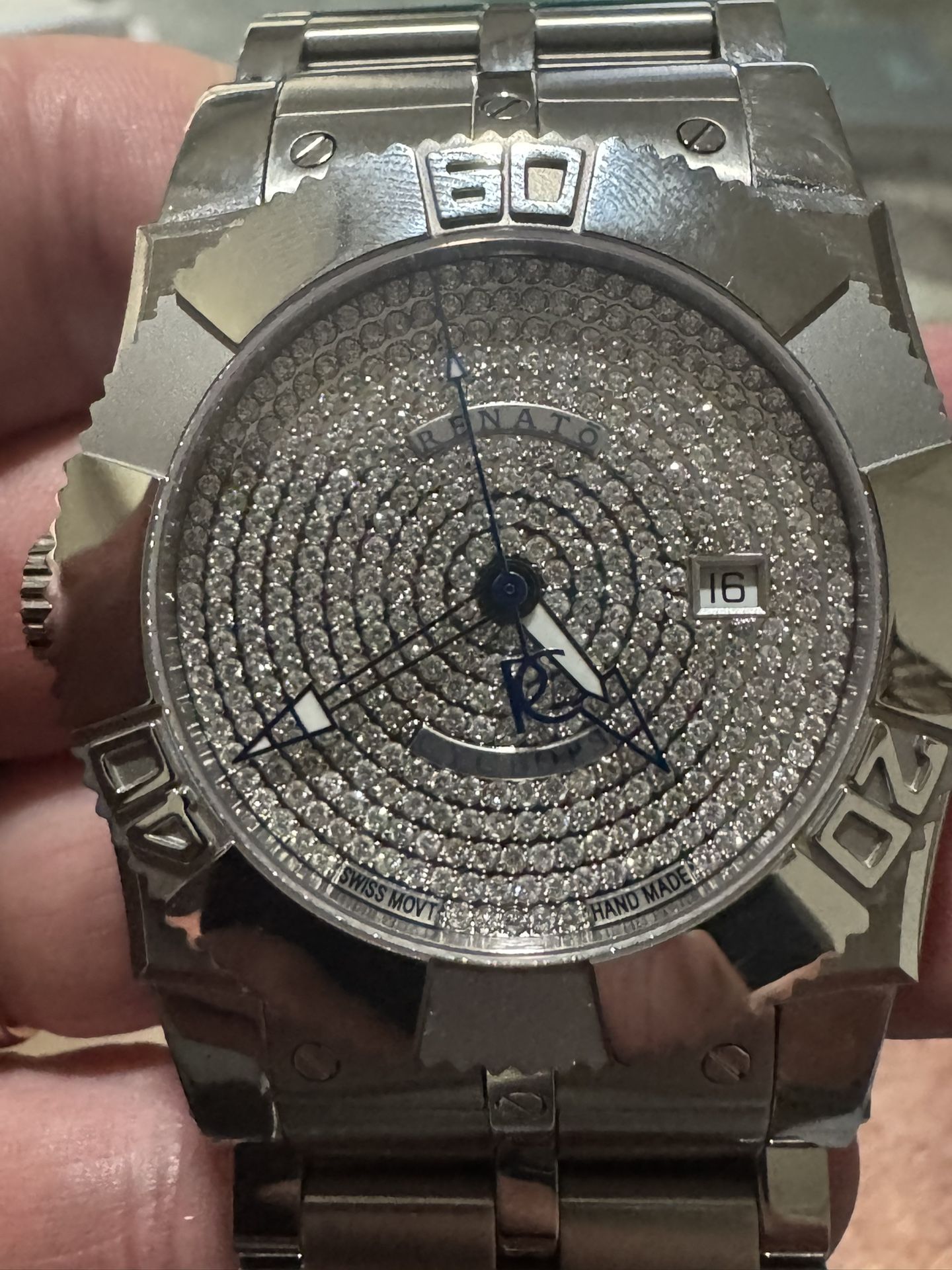 Renato STSTL Cyclops Men’s Automatic Diamond (3.90 Carats) Watch with Stainless Steel Bracelet. Limited Edition #36 of 72