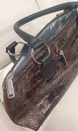 Primeware insulated wine clutch with a brown alligator print 