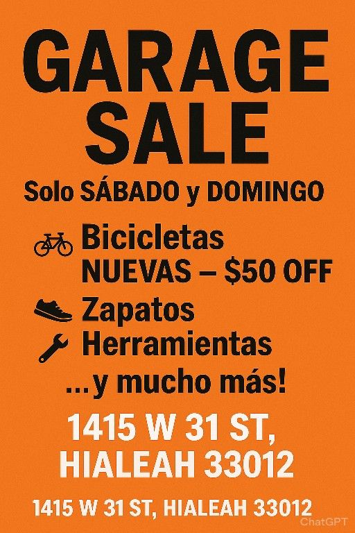 Garage Sale,Bicicletas 50% Off,zapatos, Herramientas Etc