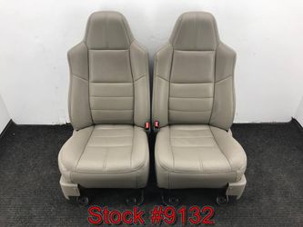 Gray Leather Front Bucket Seats For A 2008 Through 2011 Ford F250 F350 Stock #9132