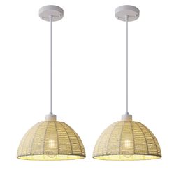 Rattan Pendant Lights, 2 Packs 