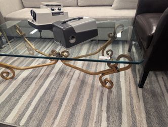 Designer Gold-Framed Glass Coffee Table