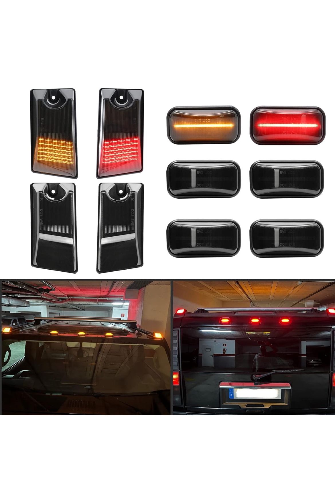 10 PCS Smoked Lens LED Cab Roof Light Kit Replacement for H2 2003-2009