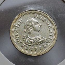 (STATUS: FOR  NOVELTY COLLECTION 1X1 CLONE COIN) HISPANIC MINI SILVER PLATED COIN (1773 R.M.) CAROLS-III 