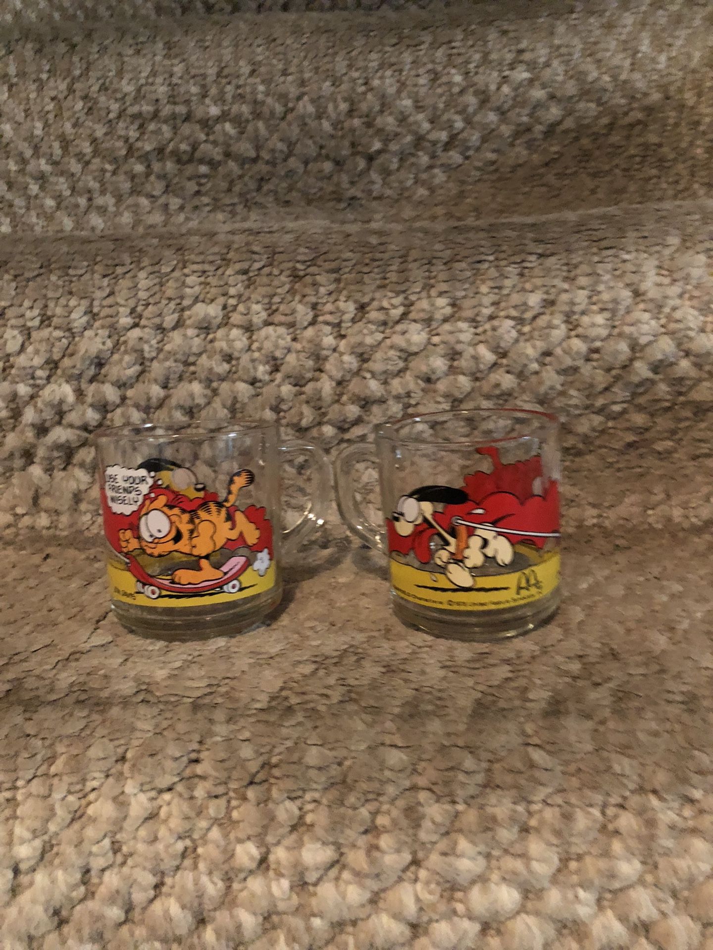 2 Garfield Glass Mugs