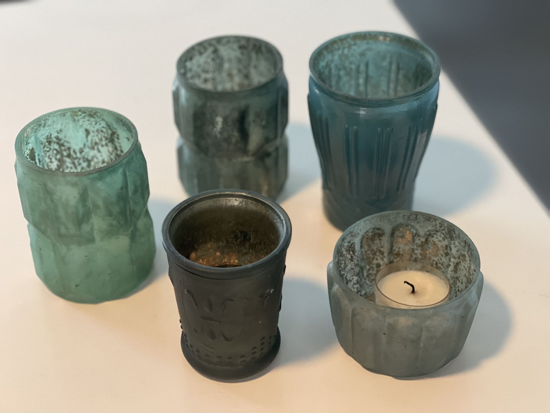 5 Small Glass Votives 