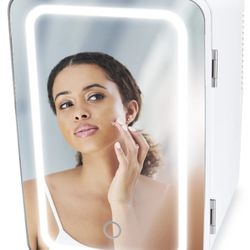 Personal Chiller 6L Mini Fridge Beauty & Skincare Refrigerator, Glass Door, White, 10.6"x11.7"x7.7"