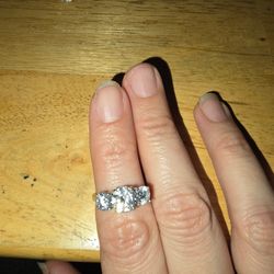 3 stone 14k cubic zirconia engagement ring