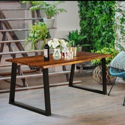 Rectangular Acacia Wood Dining Table Rustic Indoor Furniture