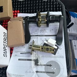 Door Handle Single Cylinder Keyless Door Lever Matte Black/H