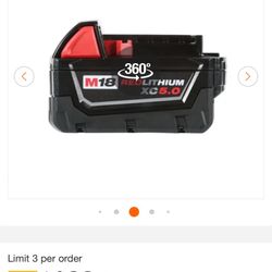 Milwaukee 5.0 Battery’s  Brand New 