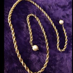 Faux Pearl Vintage Lariat Chain BLING