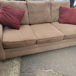 Comfortable 3-Seater Earth-Tone Sofa – Great Condition