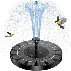 new 2.5W Solar Bird Bath Fountain Pump, Solar Fountain Pump for Bird Bath with 6 Nozzles, 6.7" Solar Powered Water Fountain Pump for Garden, Ponds, Po