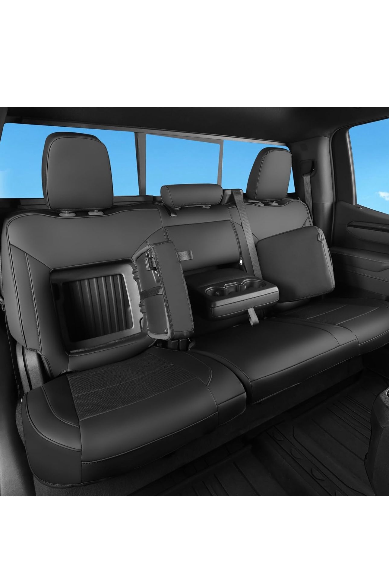Custom Fit Chevy Silverado & GMC Sierra Seat Covers with Faux Leather for 2019 2020 2021 2022 2023 2024 2025 Chevy Silverado & GMC Sierra 1500 & 2020-