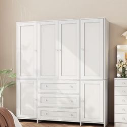 71" Wardrobe Armoire Closet with Mirror