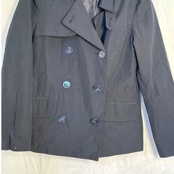 XXI Trench Coat Rain Jacket Double Breasted Button Up Blue Medium. Missing belt