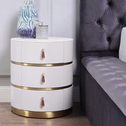 Ivory Lacquer & Gold Side Table End Table Brand New In Box Firm Price $395