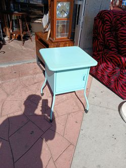 Ikea VETTRE BEDSIDE TABLE CABINETS On WHEELS Metal  TURQUOISE