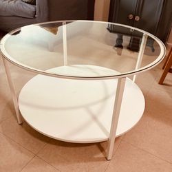 Glass and white iron coffee table