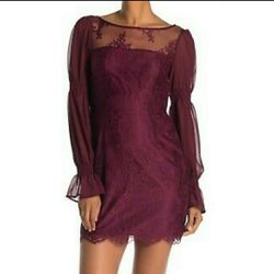 Brand new woman’s Cupcake and Cashmere brand red velvet lace  dress with chiffon sleeve up for sale 