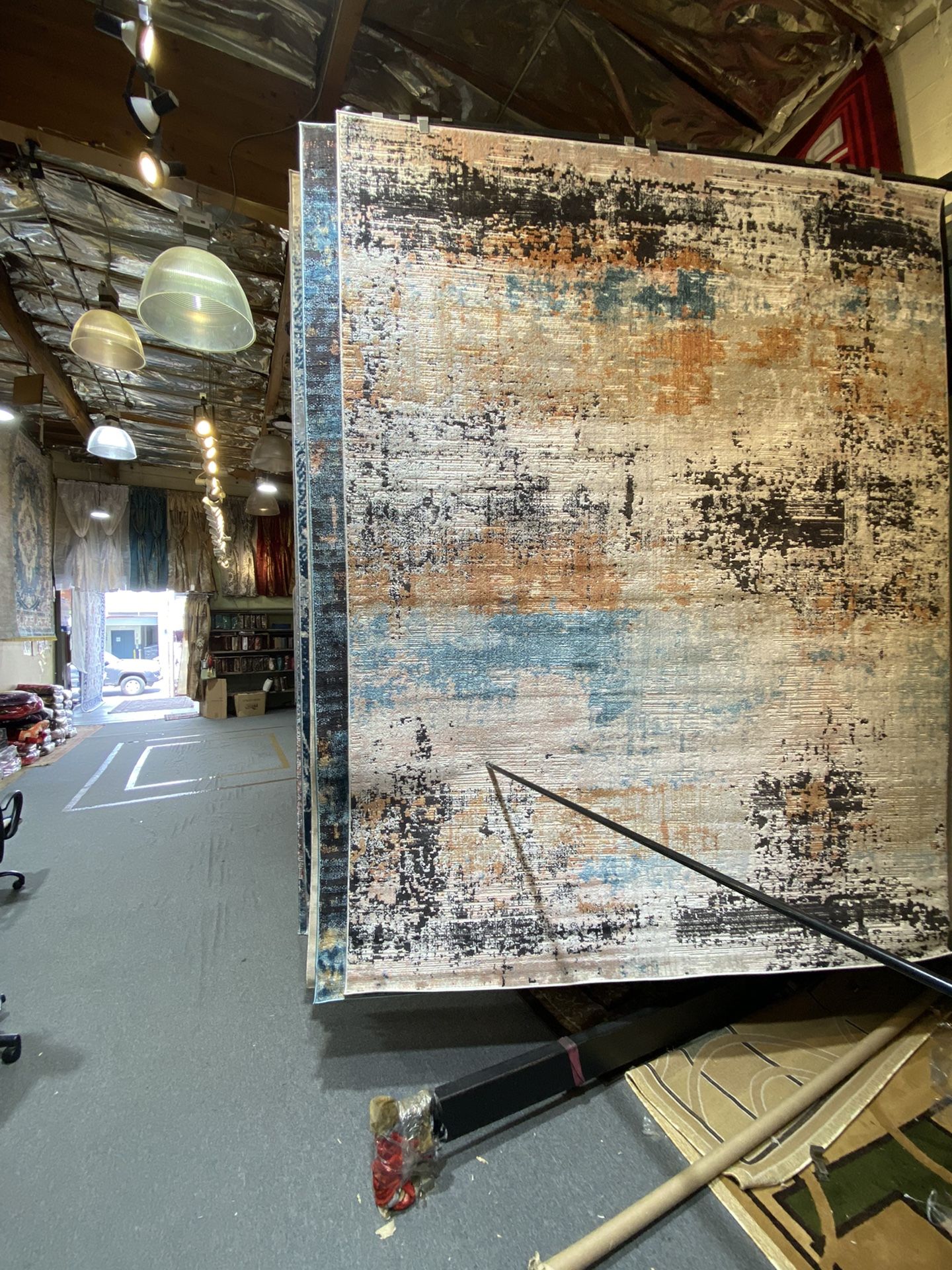 8x10 Area Rugs Carpet Rugs Abstract Design Thick Colors Beige Black Rust