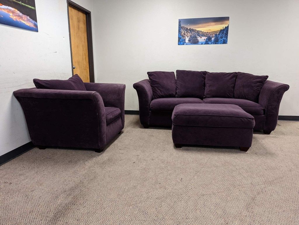 Contemporary Plum Couch And Chair Set With Ottoman for Sale in Denver, CO OfferUp