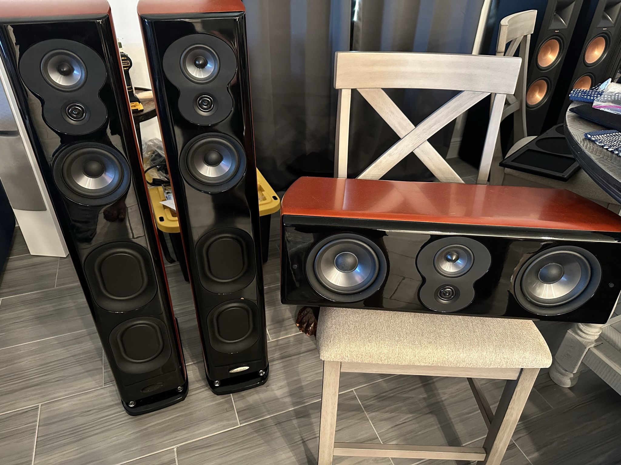 Polk Audio-LSiM 705 Tower Floor Speakers Pair Mt Vernon Cherry + LSiM 706C