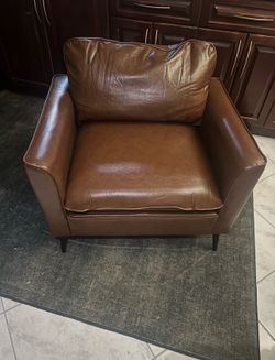 NEW Okeysen Oversized Upholstered Accent Chair, Modern Brown Leather