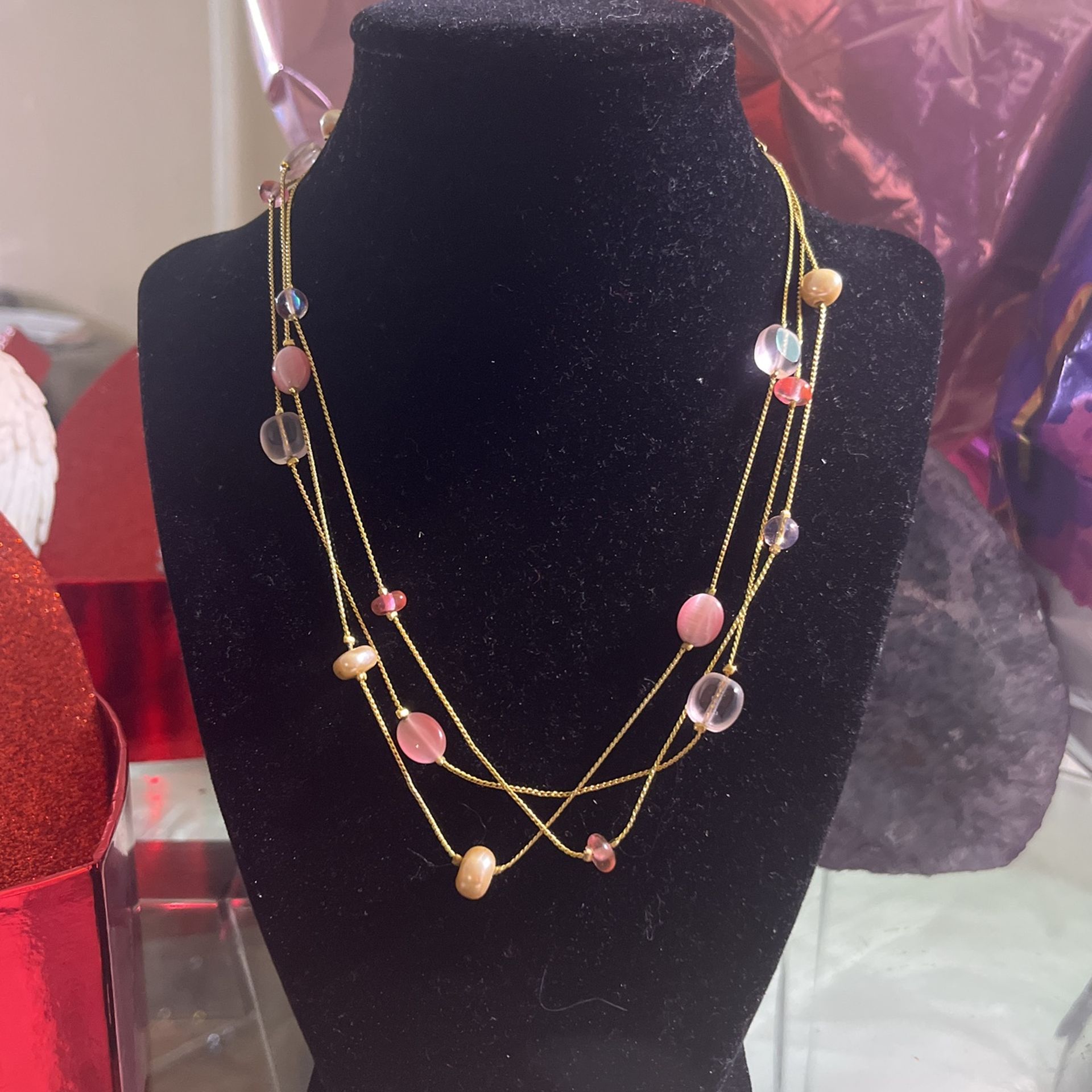 3 Layers Adjustable Elegant Plated Gold Necklace