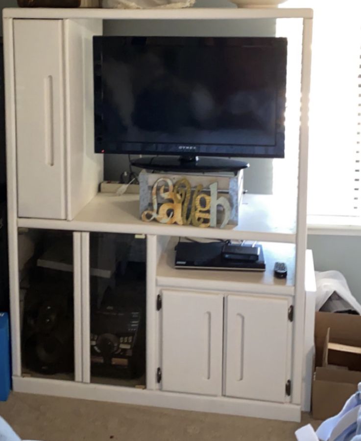 White Entertainment Center. Stuff not included