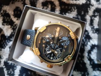 Gold Watch With Black Band And Black Interior 