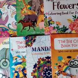 Kids + Adult  Coloring Books Brand New Lot Of 7 