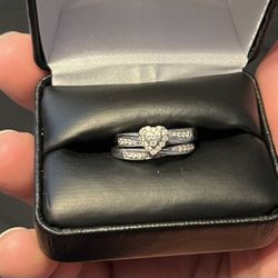 White Gold Engagement Ring Set 
