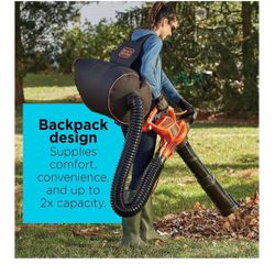 BLACK+DECKER Electric Leaf Blower, Leaf Vacuum and Mulcher 3 in 1, Backpack (North Hollywoood Pickup Available)